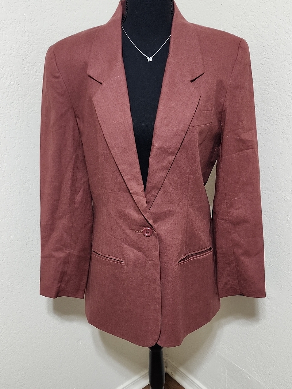Vintage Adolfo Studio Brown Linen Blend Blazer - Size 10 - 90s Oversized Style
